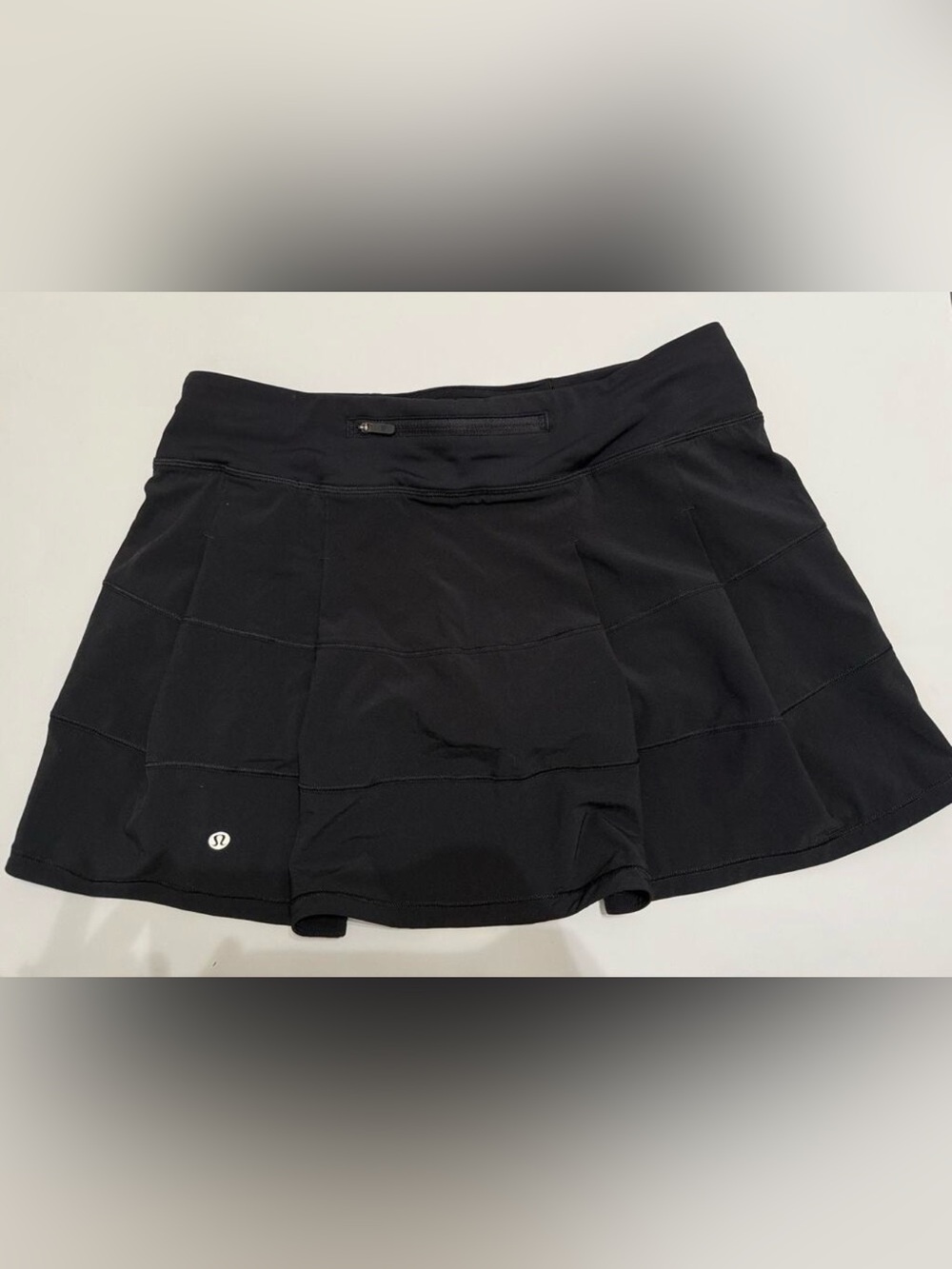Lululemon Pace Rival Black Skort (long) Running Skirt Size 8 Zipper Pocket